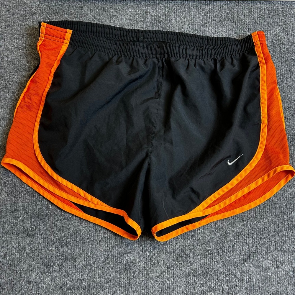 Nike Shorts Womens Size S Black Orange Dri-Fit Running Athletic Mesh Breathable